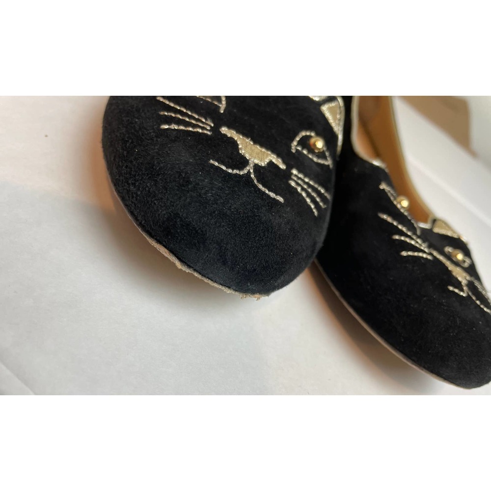 Charlotte Olympia Embroidered Velvet Kitty flats - Picture 9 of 12
